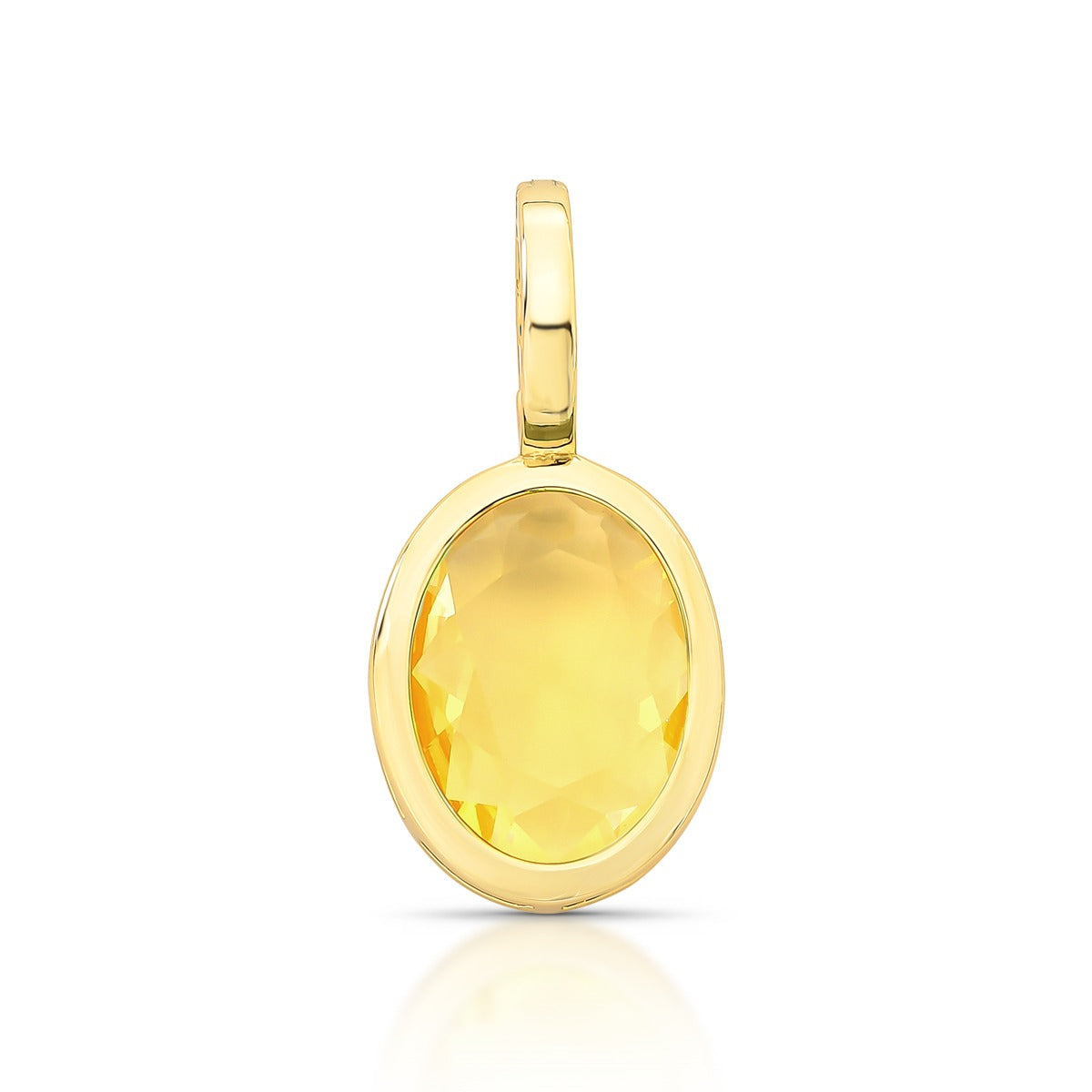 PINGENTE C/ FECHO PEDRA CRISTAL OVAL LATERAL VAZADO 32X15X5MM BAN. DOURADO /AMARELO CLARO
