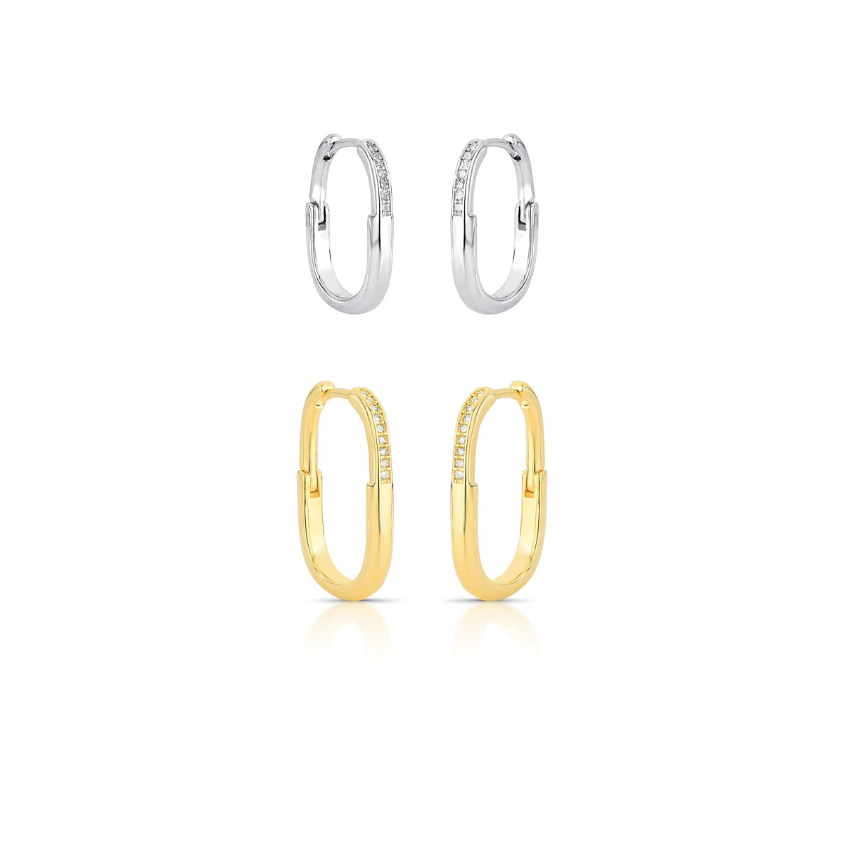 BRINCO ARGOLA CLICK ZIRCONIA DUPLO RETANGULAR BAN. 2 TONS
