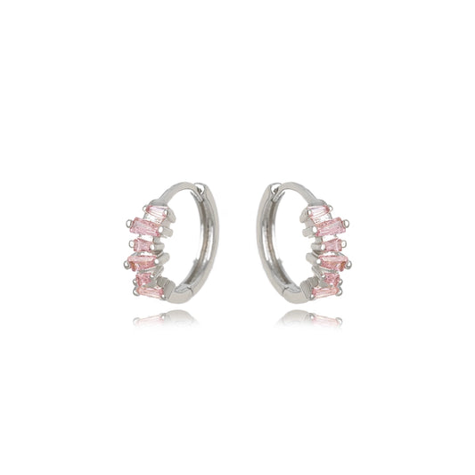 ARGOLA CRAVEJADA ROSA COM FECHO CLICK