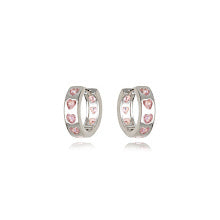 ARGOLA DE CLICK CRAVEJADA CORAÇÕES ROSA