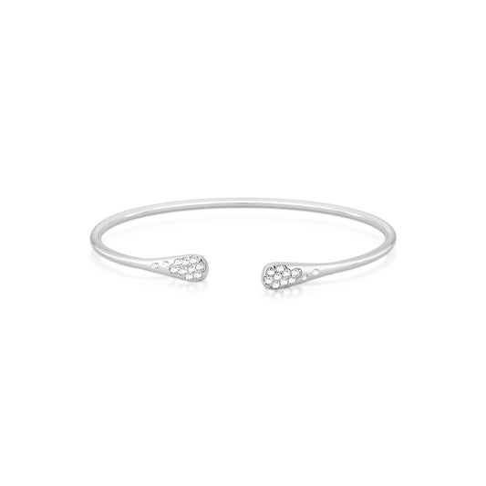 BRACELETE ZIRCONIA ABERTURA FRENTE PRATA 925 BAN. RÓDIO