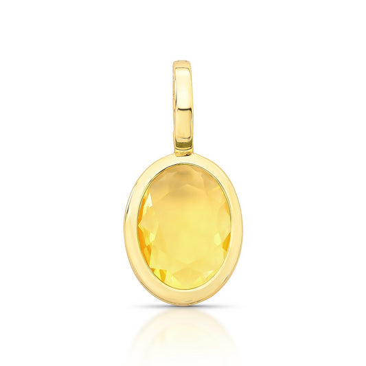 PINGENTE C/ FECHO PEDRA CRISTAL OVAL  LATERAL VAZADO 32X15X5MM BAN.  DOURADO /AMARELO CLARO