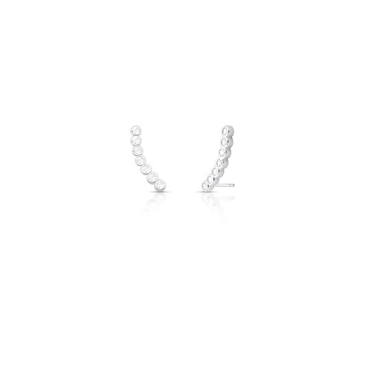 BRINCO EAR CUFF PEDRA REDONDO CURVO  3MM / 18X5X2MM PRATEADO /INCOLOR