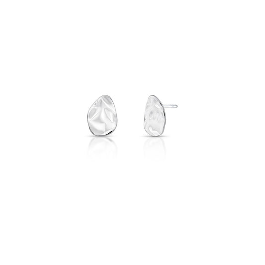 BRINCO MEDIO LISO OVAL TRABALHADO  CURVO ORGANICO 14X10X1MM PRATEADO  C/ BAN. DE RODIO