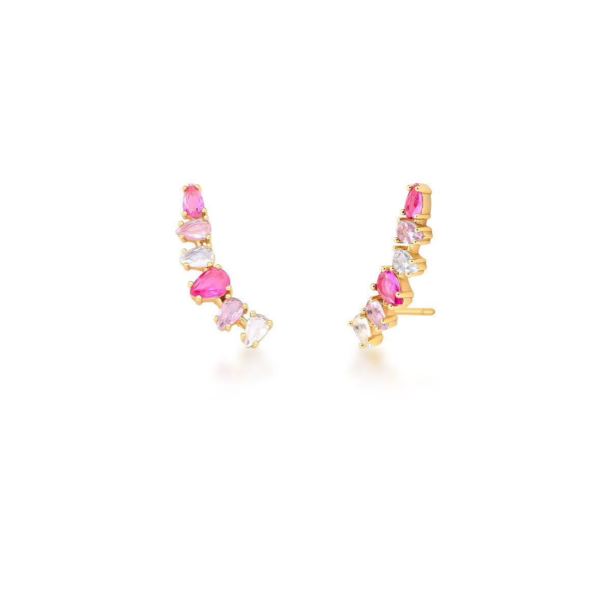 BRINCO EAR CUFF PEDRA 6 GOTA CURVO  25X8X3MM BAN. DOURADO /MULTI COLOR 5