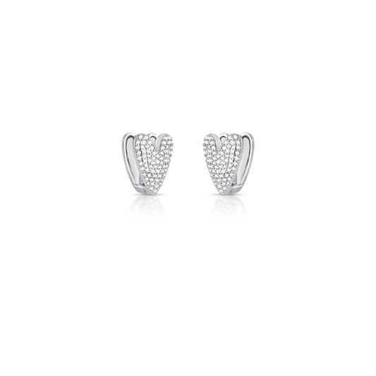 BRINCO ARGOLA ZIRCONIA CORACAO  CURVO 15X10X11MM BAN. A RODIO  /INCOLOR